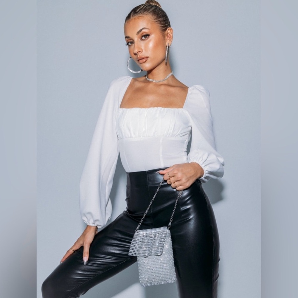 Princess Polly White Square Neck Blouse